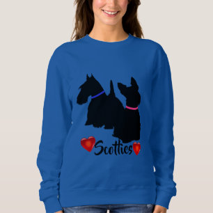 Sweatshirt Térrier écossais/silhouette noire collier rose/ble