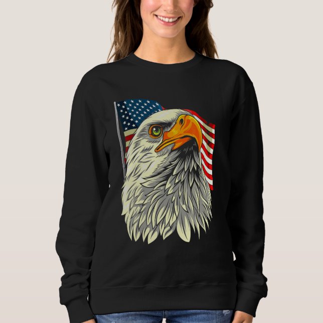 Sweatshirt Tête D'Aigle Bald Avec Étoiles Et Rayures Drapeau  (Devant)