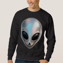 Tête d'alien chrome métallisé rétro Y2K science-fi