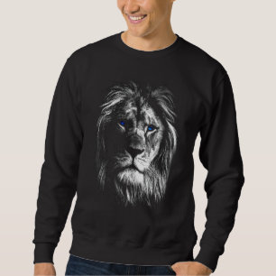 Sweatshirt Tête de Lion Avec des Yeux Bleus Pour Amoureux Lio