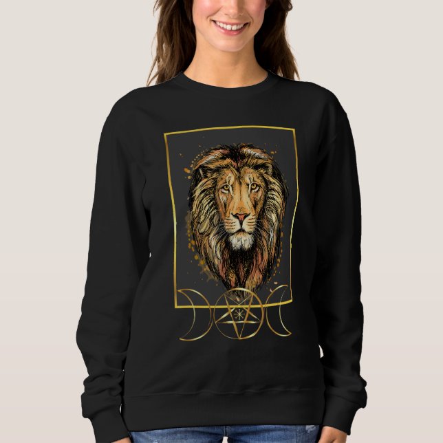 Sweatshirt Tête De Lion Avec Or Lumineux (Devant)