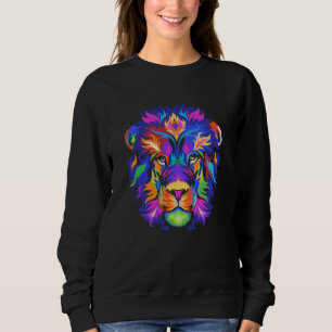 Sweatshirt Tête de lion coloré roi fort motivationnel