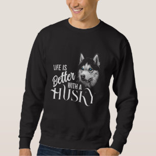 Sweatshirt Tête de portrait Husky Sibérien Avec Yeux Bleus