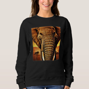 Sweatshirt Tête d'éléphant motif animal imprimer oeuvre safar