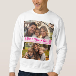 Sweatshirt Texte Élégant Photo Fête des Mères Aquarelle Rose