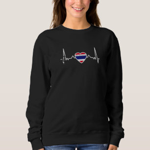 Sweatshirt Thailande Heartbeat drapeau thaï Vintage