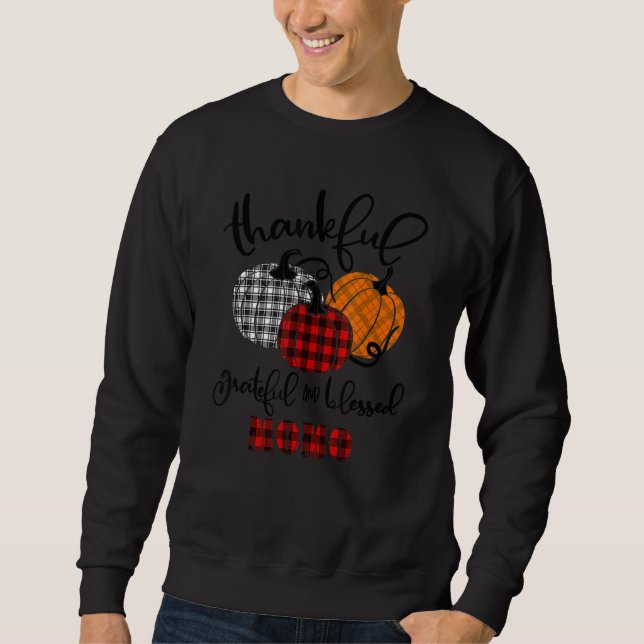 Sweatshirt Thankful Grateful Blessed Momo Autumn Fall Pumpkin (Devant)
