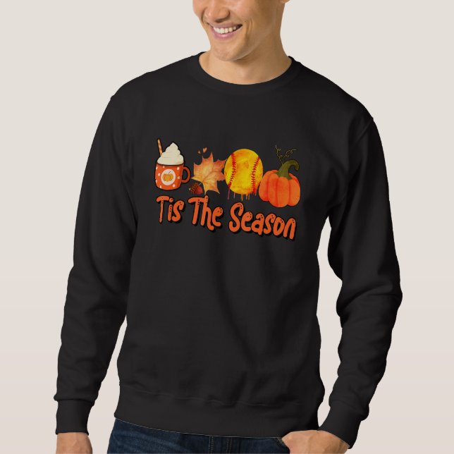 Sweatshirt Thankful Tis The Season Softball Pumpkin Latte Cof (Devant)