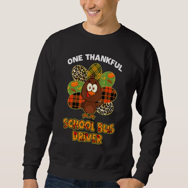 Sweatshirt Thanksgiving Day One Thankful School Bus Driver Cu (Devant)
