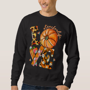 Sweatshirt Thanksgiving Enseignant Vie Citrouille Amour Leopa