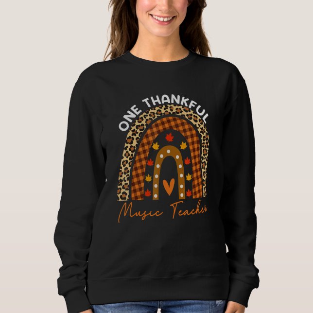 Sweatshirt Thanksgiving Rainbow Leopard One Thankful Music Te (Devant)