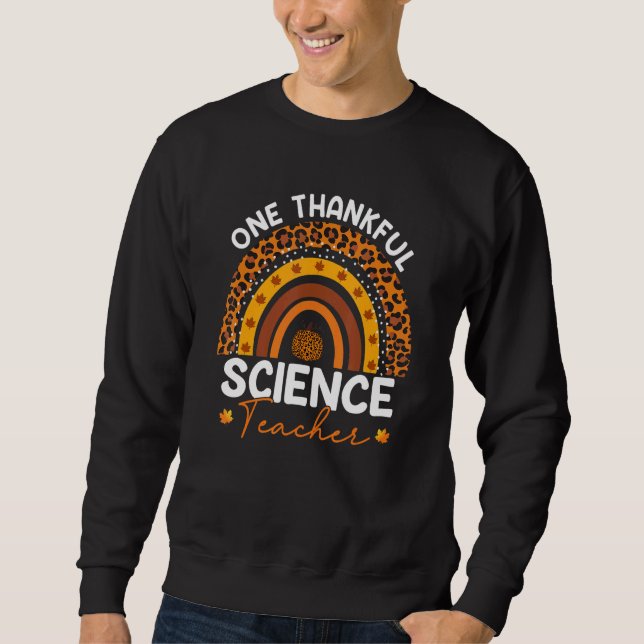 Sweatshirt Thanksgiving Rainbow Leopard One Thankful Science  (Devant)