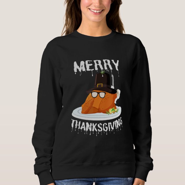 Sweatshirt Thanksgiving Scrub Tops Merry Thanksgiving  Turkey (Devant)