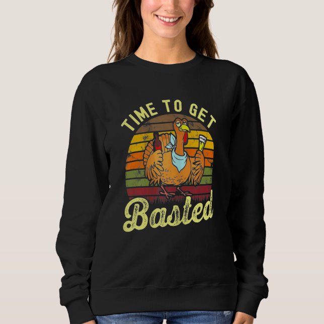 Sweatshirt Thanksgiving Turquie Vin Temps De Boire Pour Se Fa (Devant)