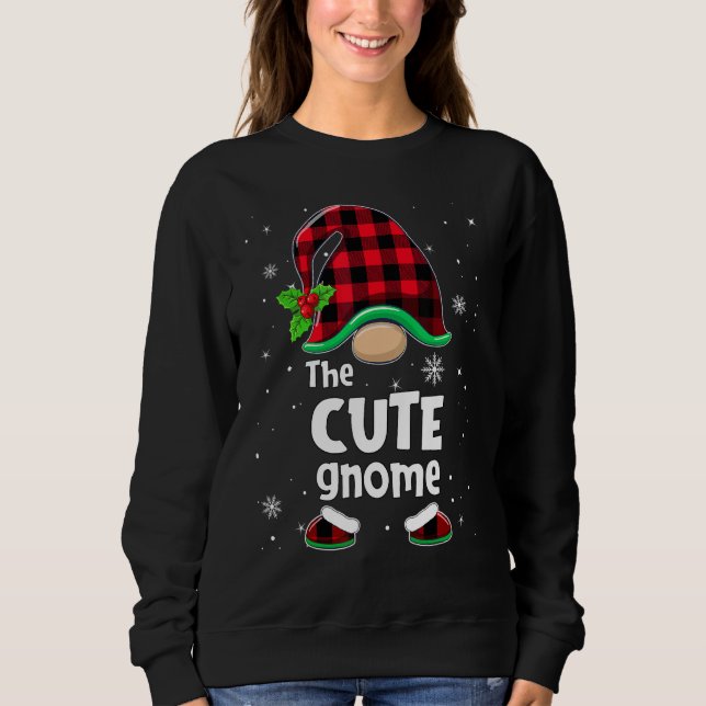 Sweatshirt The Cute Gnome Buffalo Plaid Christmas Matching Fa (Devant)
