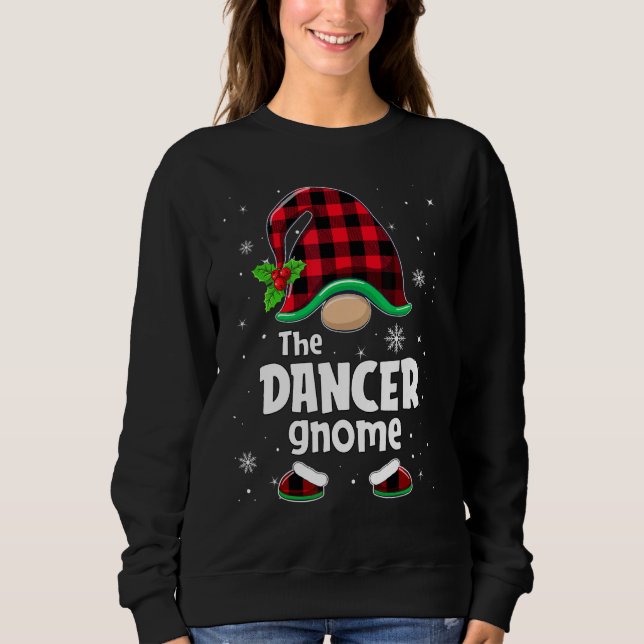 Sweatshirt The Dancer Gnome Buffalo Plaid Christmas Matching  (Devant)