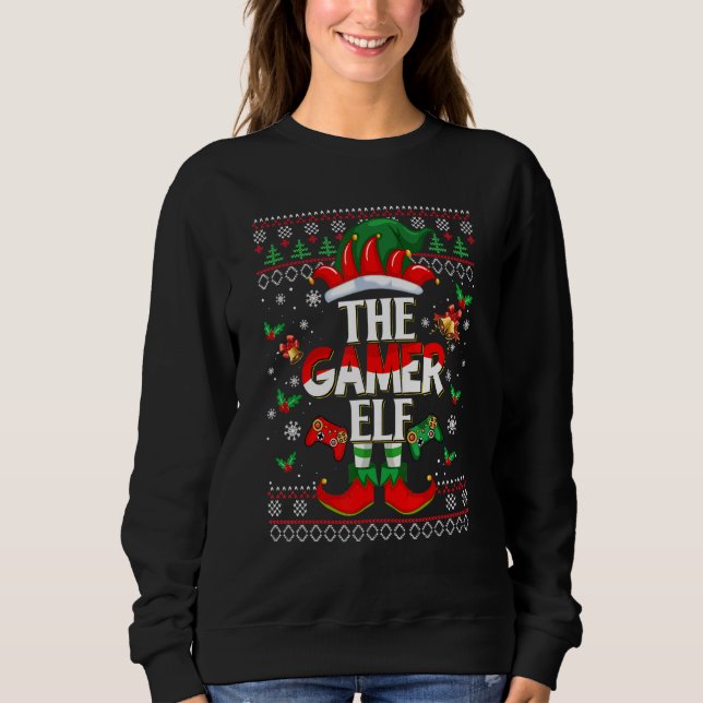 Sweatshirt The Gamer ELF Christmas Family Squad Matching Men  (Devant)