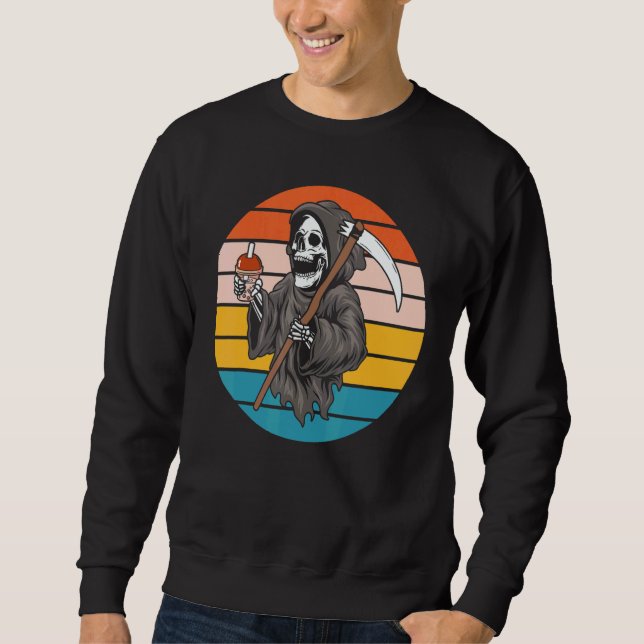 Sweatshirt The Grim Reaper Skeleton Skull Death Scythe Grunge (Devant)