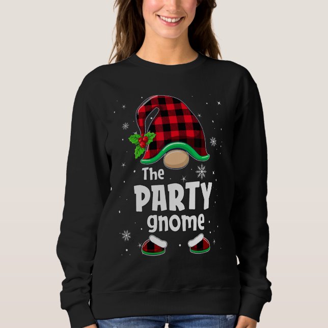 Sweatshirt The Party Gnome Buffalo Plaid Christmas Matching F (Devant)