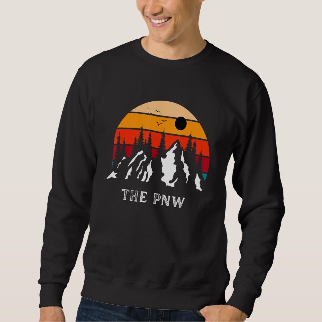 Sweatshirt The Pnw Souvenir Retro Sunset Mountains (Devant)