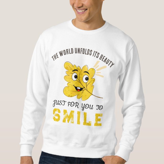 Sweatshirt The World Unfolds Its Beauty Smiling Leaf Crewneck (Devant)