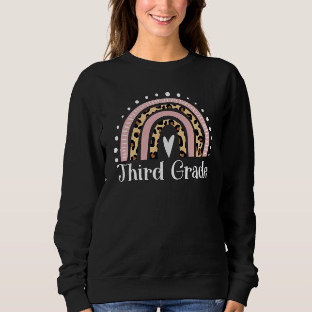 Sweatshirt Third Grade Teacher Leopard Rainbow 3rd Grade Teac (Devant)