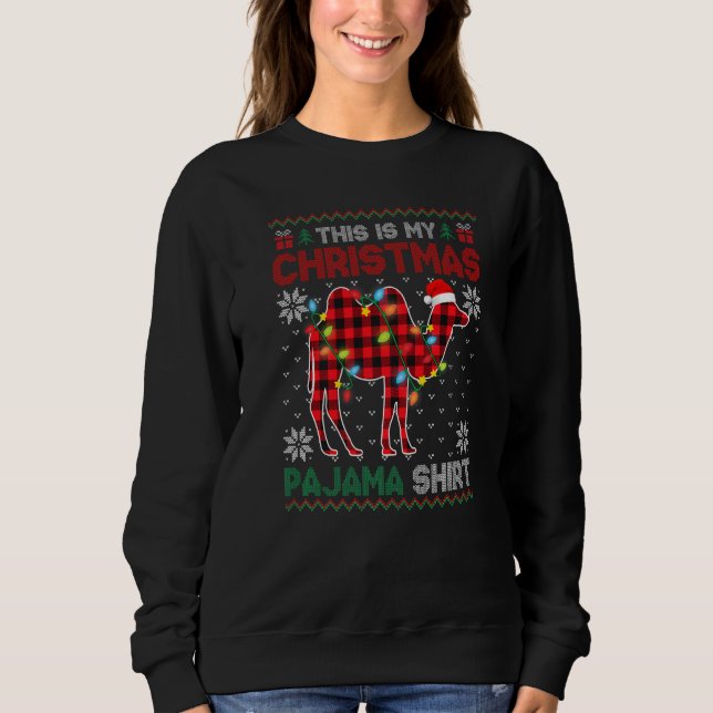 Sweatshirt This Is My Christmas Lights Pajama Camel Xmas Plai (Devant)