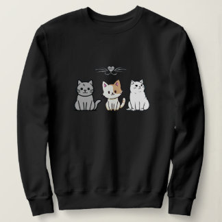 Sweatshirt Three Sitting Cartoon Cats