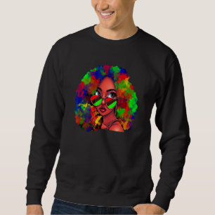 Sweatshirt Tie Dye Black Queen Afro Beauté Melanin Black Hist