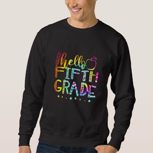 Sweatshirt Tie Dye Bonjour Enseignant 5e année 5e année Retou (Devant)