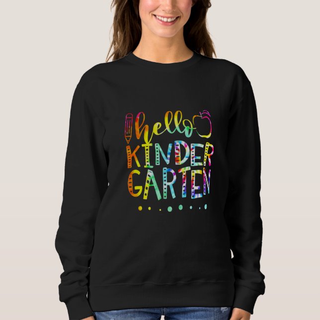 Sweatshirt Tie Dye Hello Kindergarten Enseignant de niveau re (Devant)