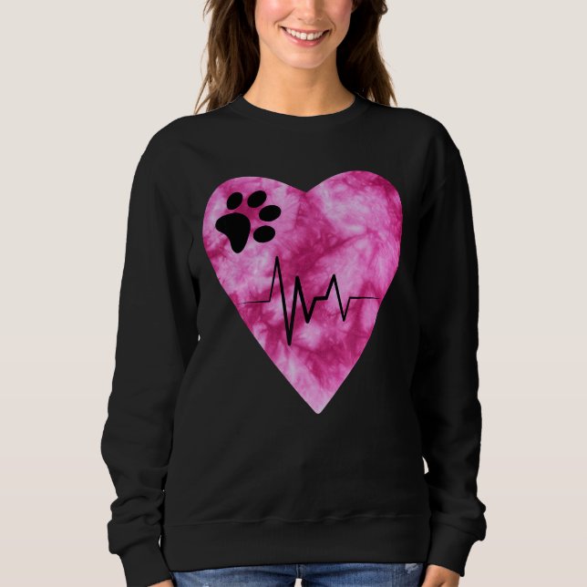 Sweatshirt Tie Dye Print  Pet Love Heartbeat Pulse (Devant)