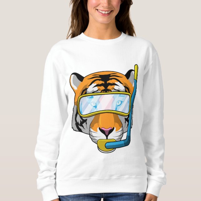 Sweatshirt Tiger comme plongeur avec tuba (Devant)