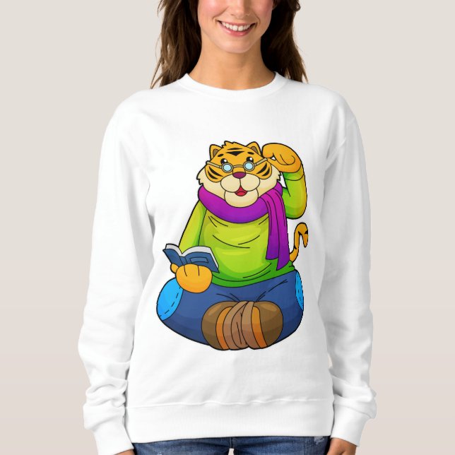 Sweatshirt Tiger Nerd avec Livre (Devant)
