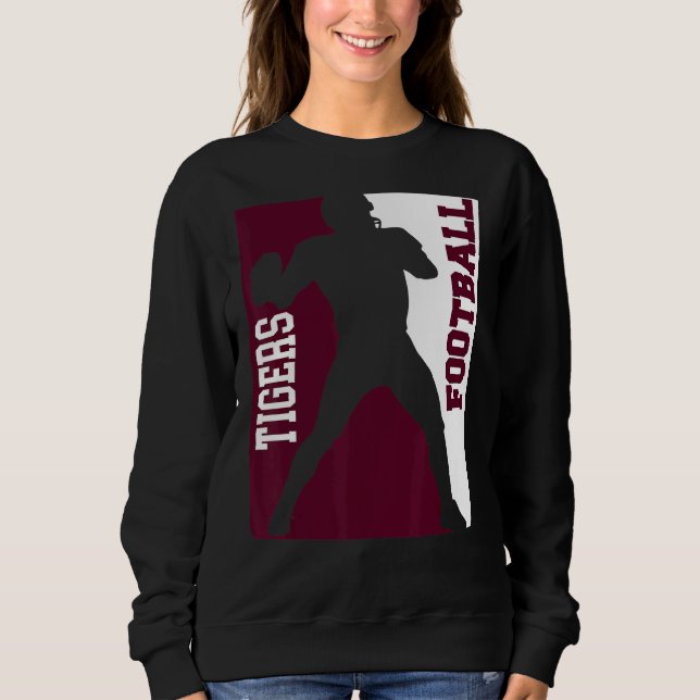 Sweatshirt Tigers Football Silhouette Tacker Maroon White Lov (Devant)