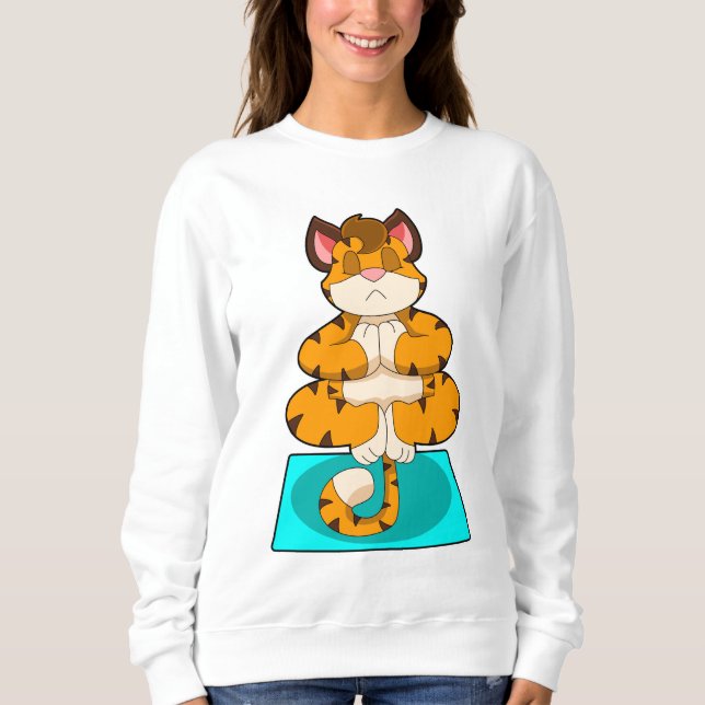 Sweatshirt Tigre au Yoga sur tapis de Yoga (Devant)