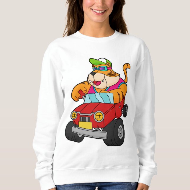 Sweatshirt Tigre avec voiture (Devant)