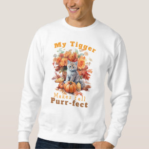 Sweatshirt Tigre de chat d'automne personnalisable