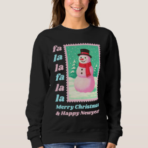 Sweatshirt Timbre de Noël Bonhomme de Neige Fa La La Rose