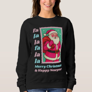 Sweatshirt Timbre de Noël du Père Noël Fa La La Rose