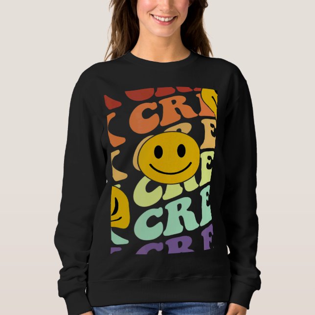 Sweatshirt Tk crew squad retro smile face Back To School kind (Devant)