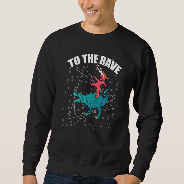 Sweatshirt To The Rave Dinosaur Cat  EDM Music Rave Techno (Devant)
