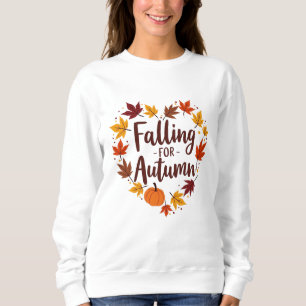 Sweatshirt Tomber amoureux de la citrouille cœur d'automne
