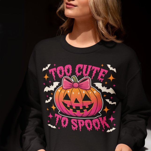Sweatshirt Too Cute to Spook Pink Coquette Halloween Pumpkin (Créateur téléchargé)