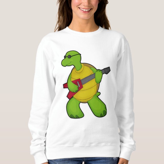 Sweatshirt Tortue à la musique avec guitare et lunettes de so (Devant)