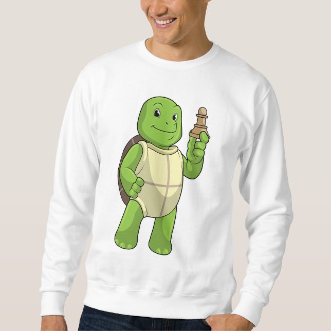 Sweatshirt Tortue aux échecs avec pièce d'échecs Pion (Devant)