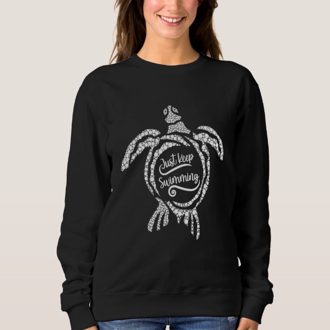 Sweatshirt Tortue de plage tropicale Continuez simplement à n (Devant)