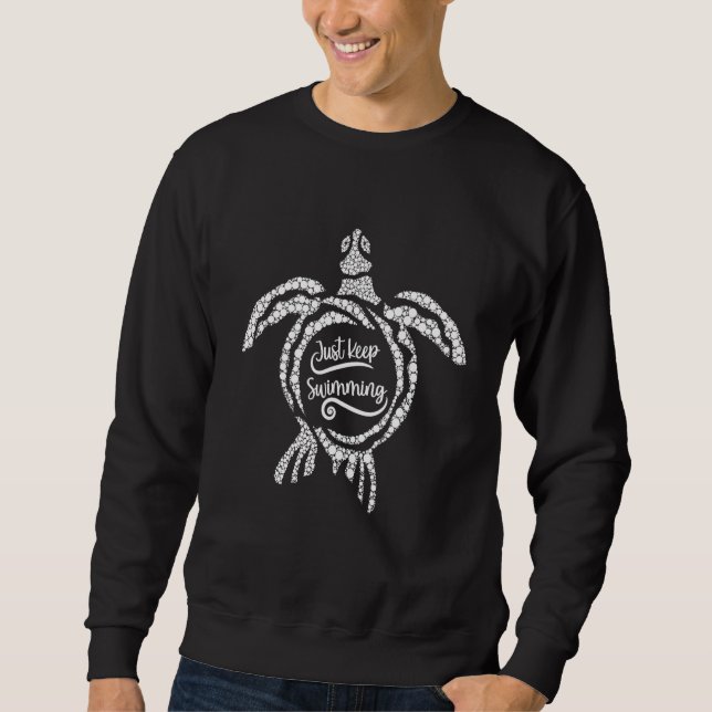 Sweatshirt Tortue de plage tropicale Continuez simplement à n (Devant)