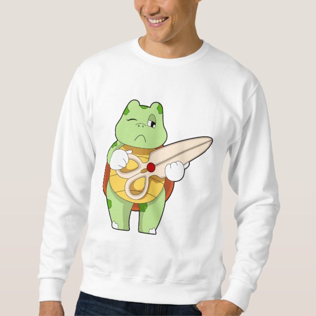 Sweatshirt Tortue en coiffeur avec ciseaux (Devant)
