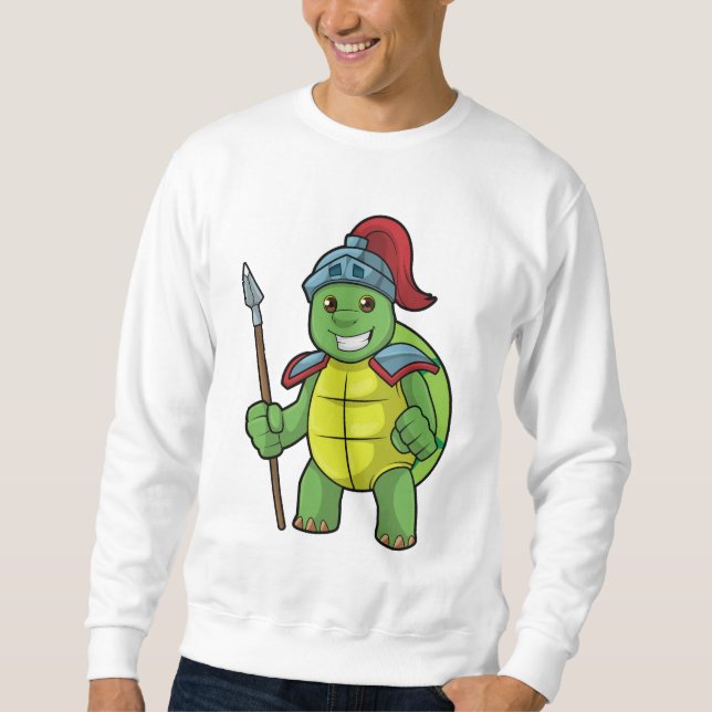 Sweatshirt Tortue en guerrier avec Spear & Helmet (Devant)